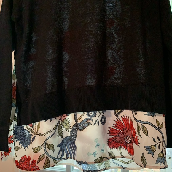 LOFT- Womens size Small, black long sleeved top with built in floral undershirt - Picture 2 of 5